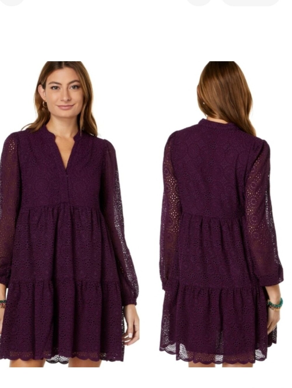 Lilly Pulitzer Winona Eyelet Swing Dress, Chiffon Cherry Ganache, Size L Nwot